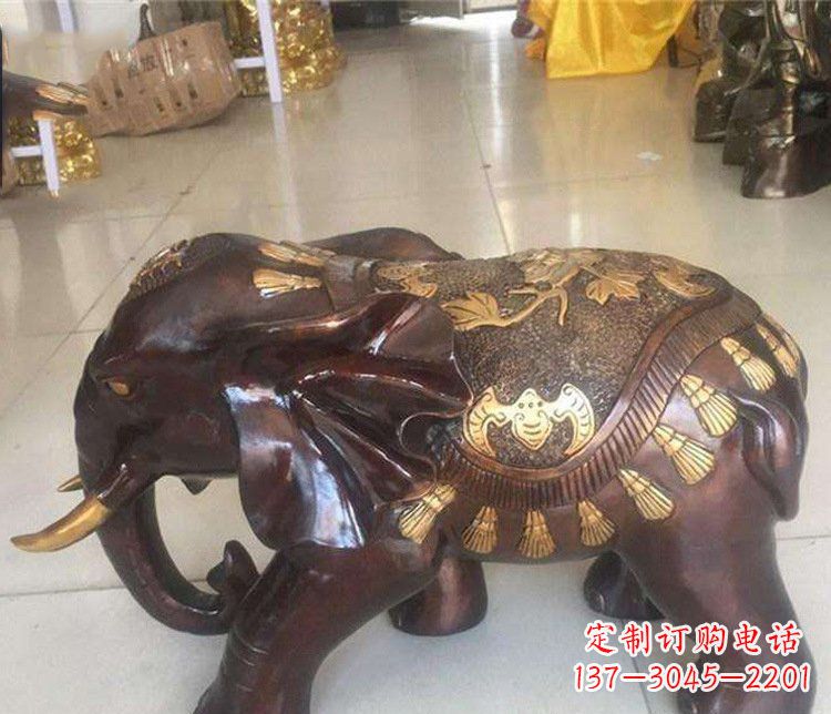 达州铜雕室内装饰小象雕塑摆件