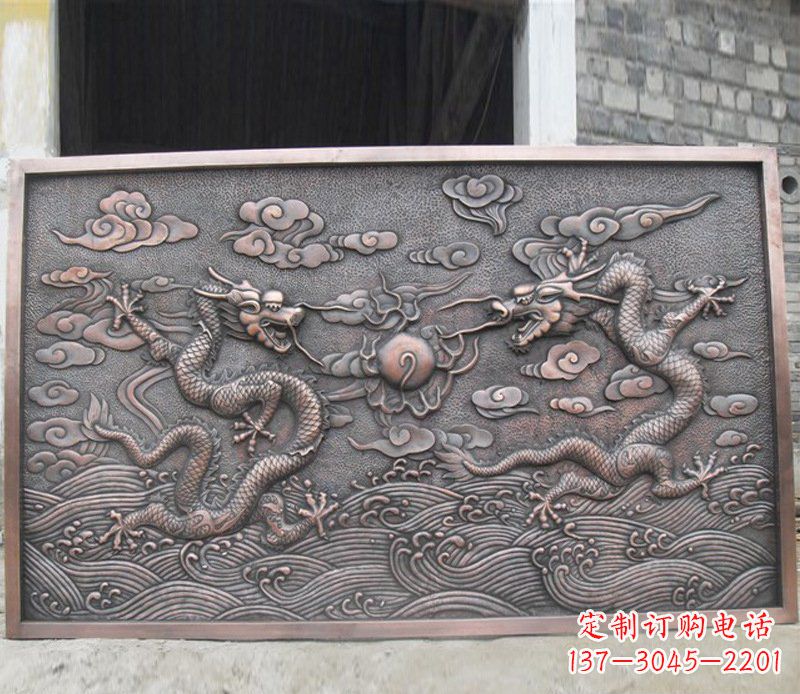 达州铜雕双龙壁画景观摆件