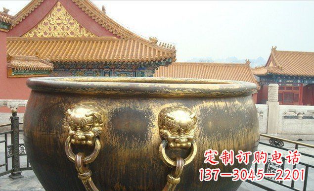 达州铜雕水缸寺庙景观雕塑 (2)