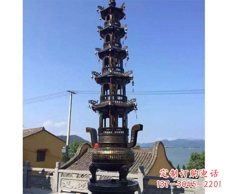 达州铜雕寺庙大型多层香炉