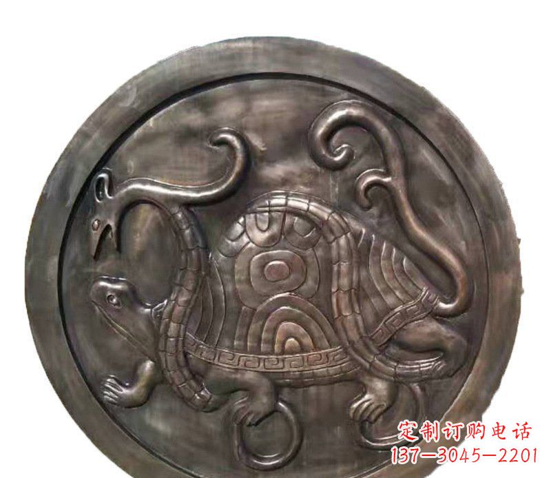 达州铜雕乌龟与蛇壁画摆件