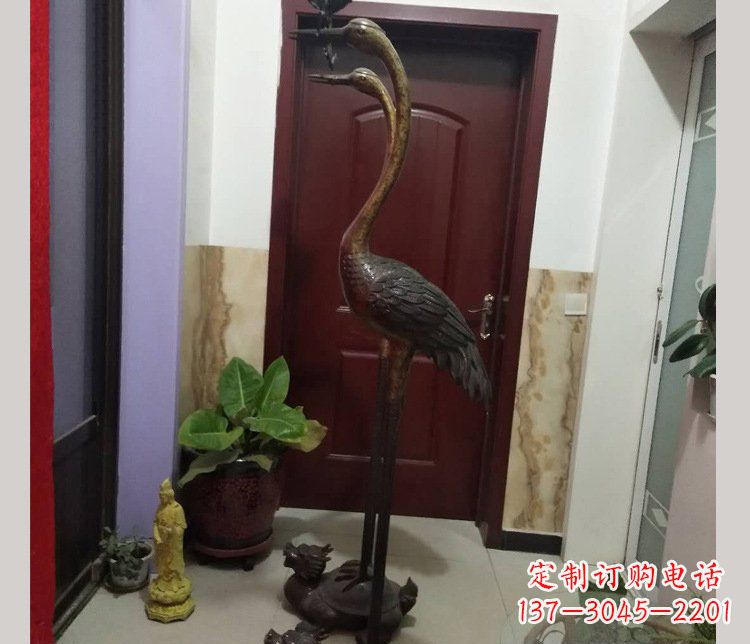 达州铜雕仙鹤踩龟雕塑摆件 (2)