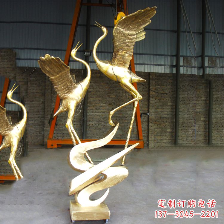 达州铜雕仙鹤景观雕塑