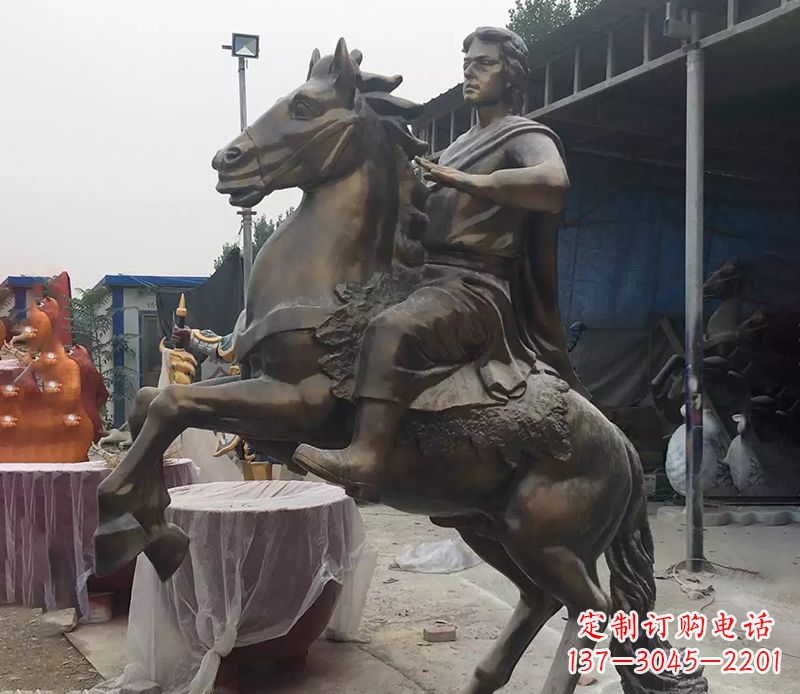 达州铜雕现代骑马人物公园景观