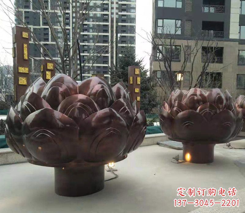 达州铜雕小区景观荷花