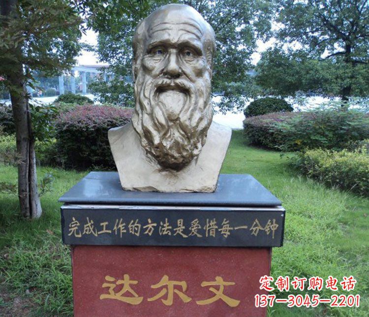 达州铜雕校园达尔文肖像雕塑