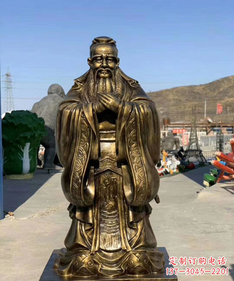 达州铜雕学校孔子人物雕塑