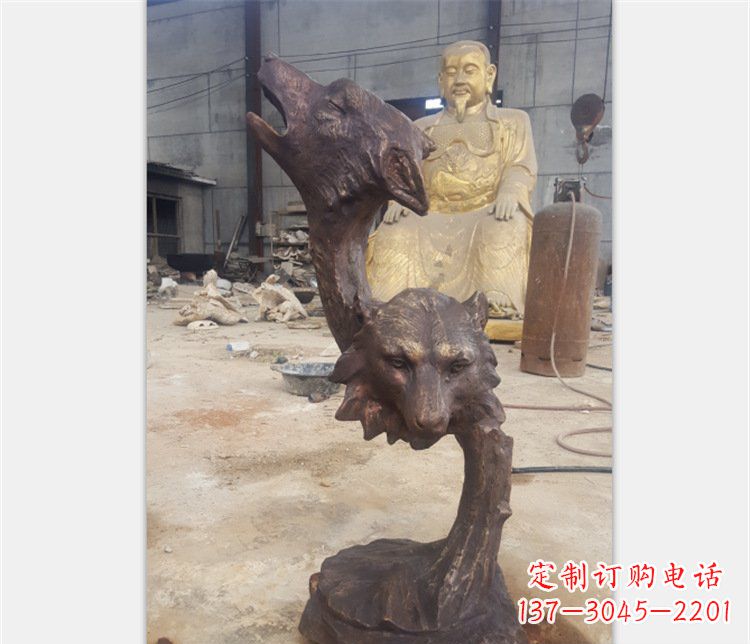 达州铜雕园林金钱豹动物雕塑