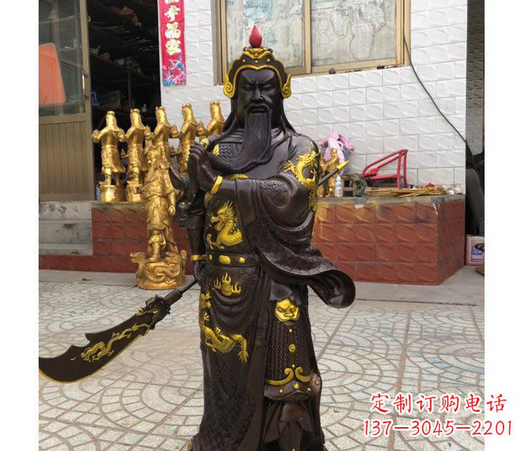 达州铜雕镇宅关公寺庙神像雕塑摆件 (2)