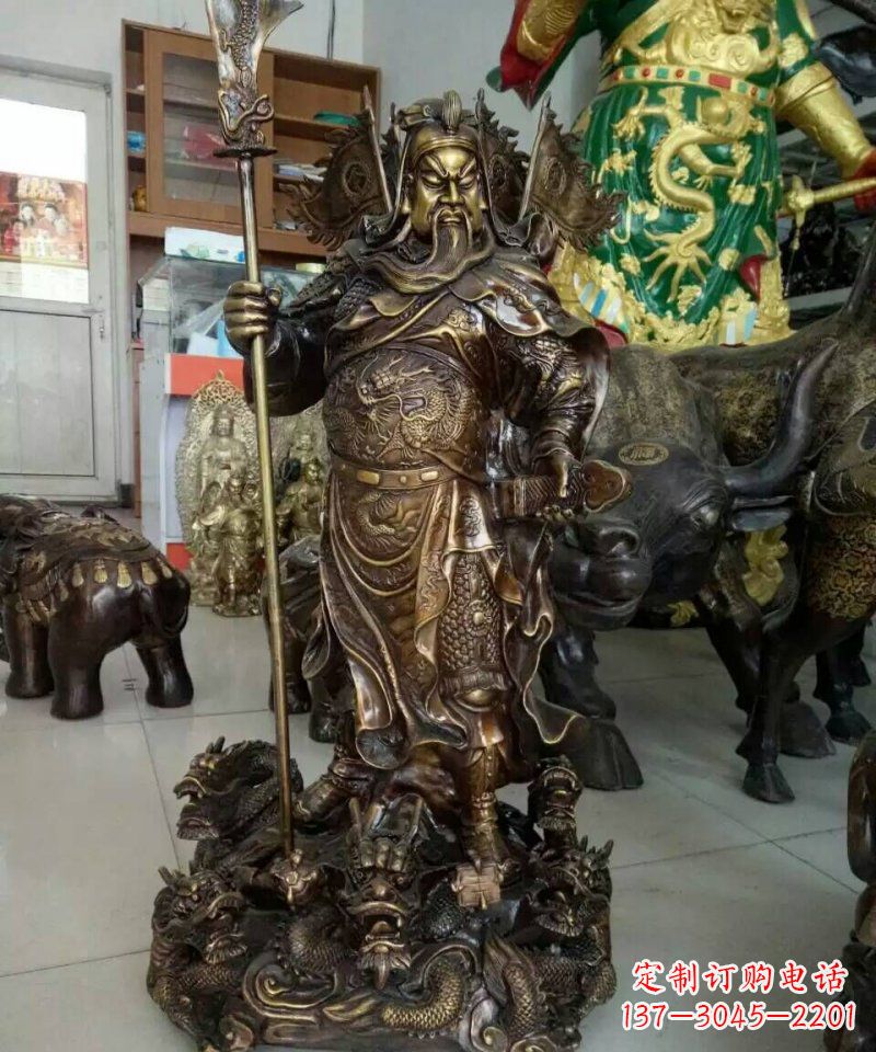 达州铜雕镇宅关公寺庙神像雕塑摆件
