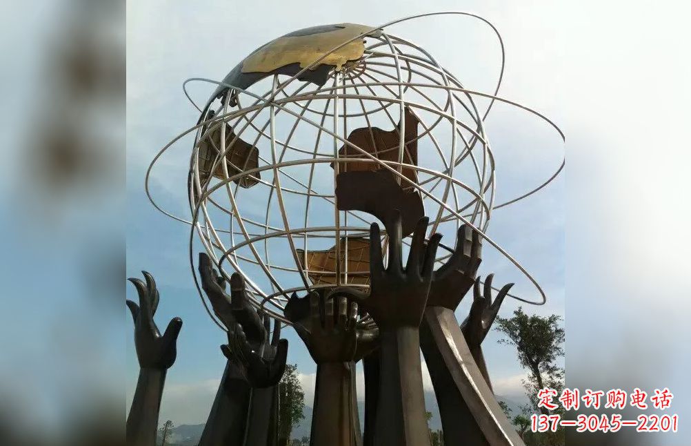 达州托起地球不锈钢雕塑