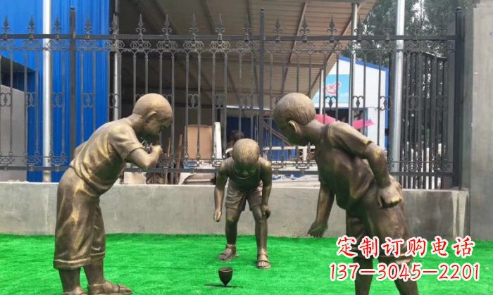 达州玩陀螺儿童铜雕