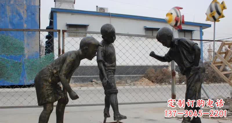 达州玩陀螺人物铜雕