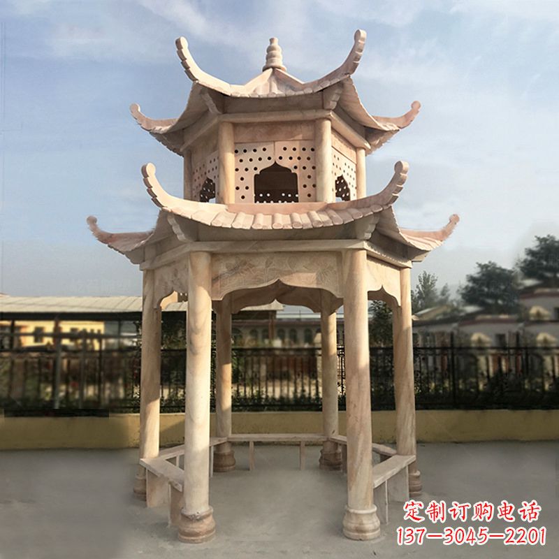 达州晚霞红大理石凉亭雕塑