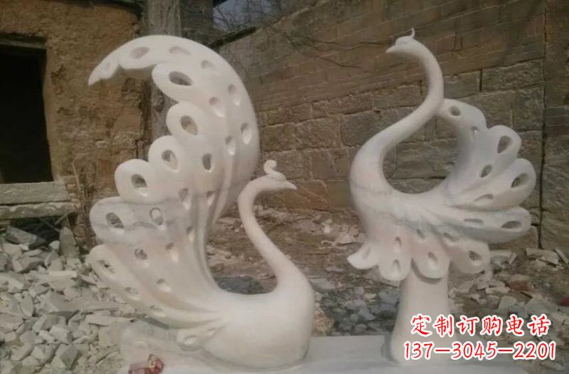 达州晚霞红抽象石雕孔雀