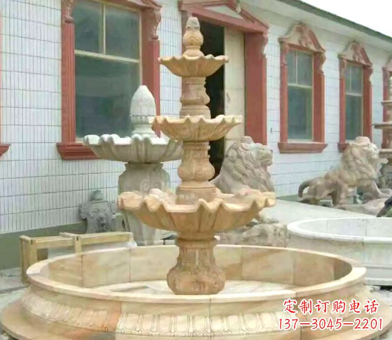 达州晚霞红大型喷泉石雕 (3)