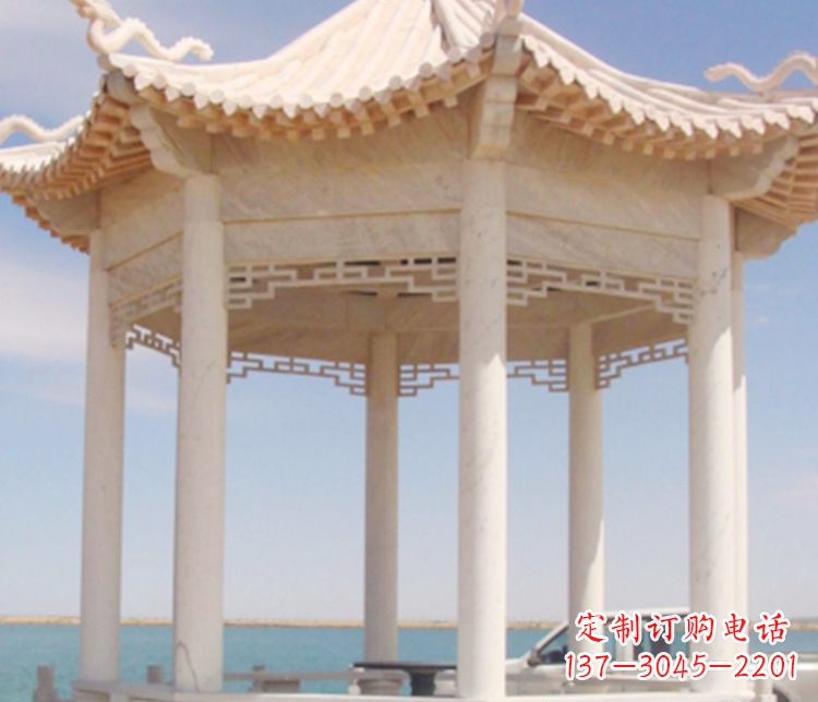 达州晚霞红单层凉亭石雕