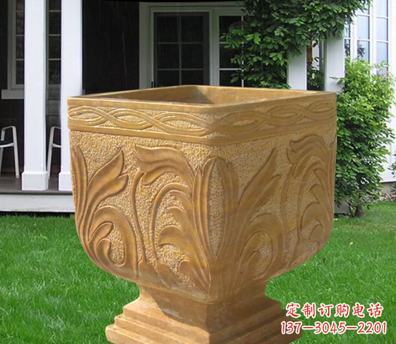 达州晚霞红雕刻景观花盆雕塑