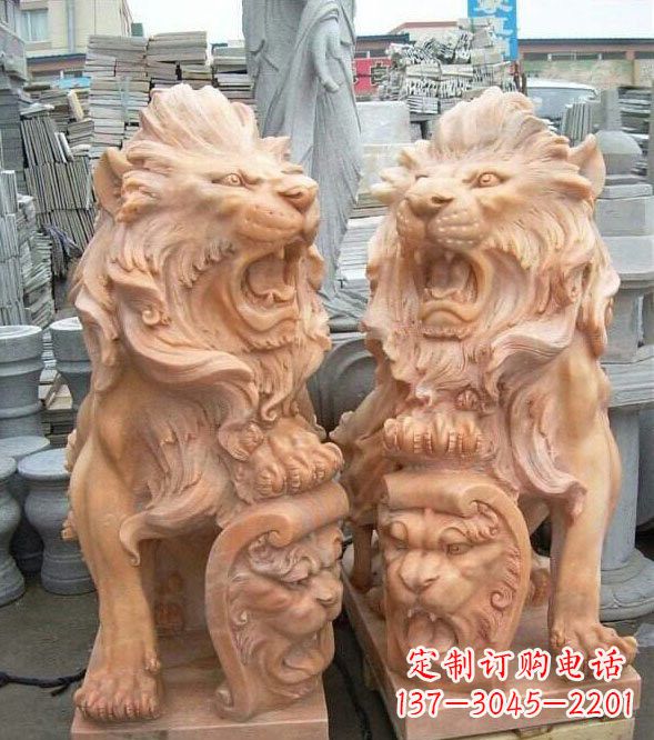 达州晚霞红盾牌欧式狮子