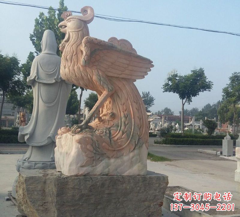 达州晚霞红凤凰石雕