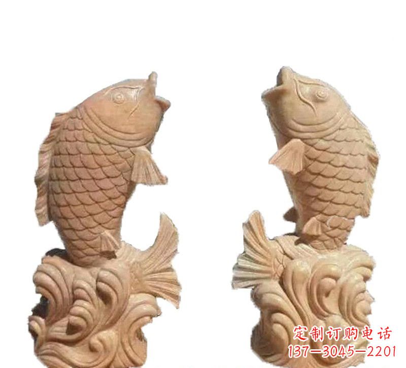 达州晚霞红公园喷水鲤鱼石雕
