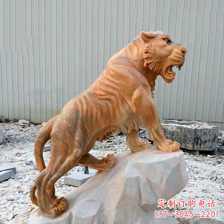 达州晚霞红虎啸老虎动物石雕