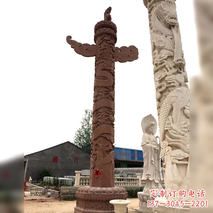 达州晚霞红华表石柱