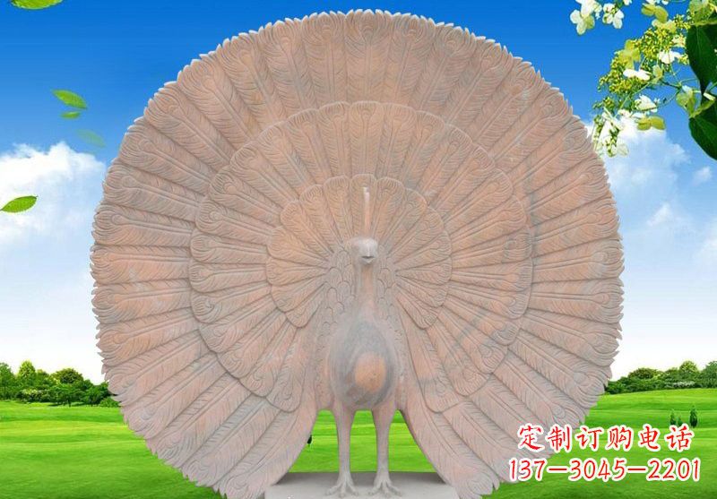 达州晚霞红开屏孔雀雕塑
