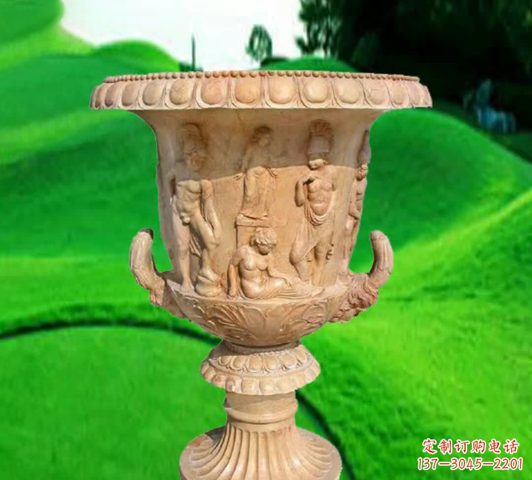 达州晚霞红欧式花盆石雕