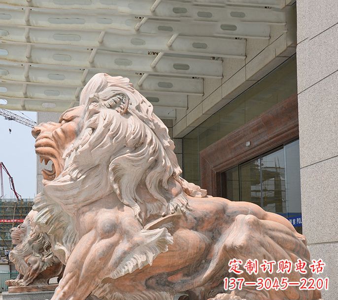 达州晚霞红欧式狮子石雕 (3)
