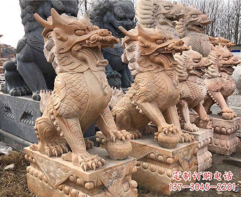 达州晚霞红麒麟石雕 (2)