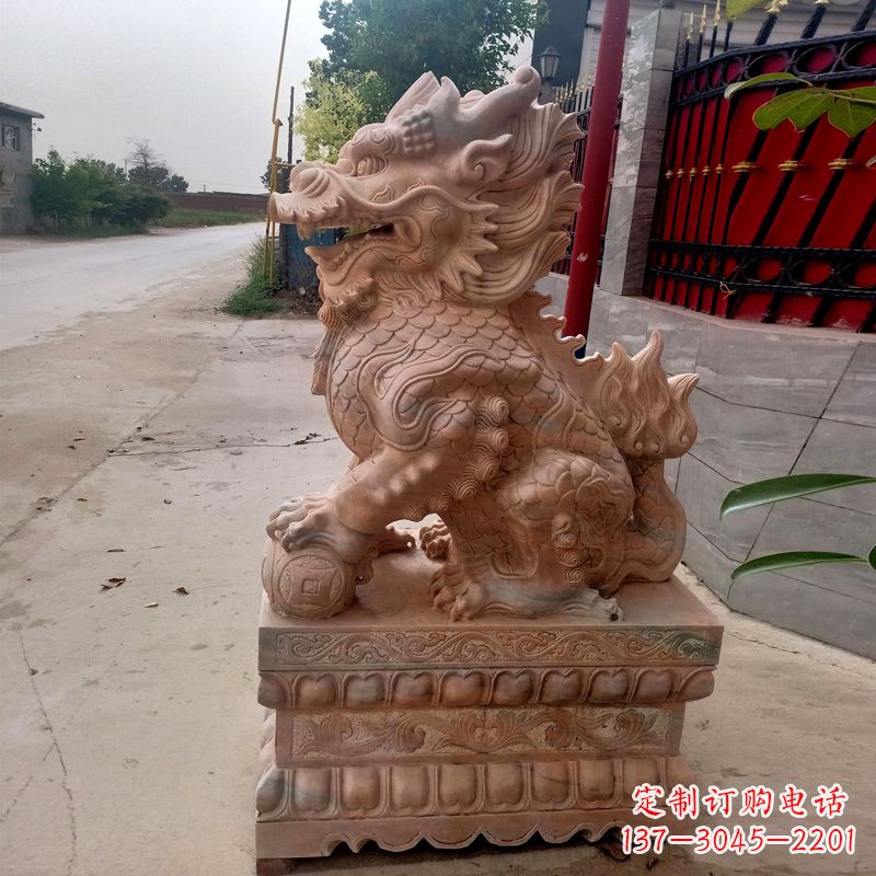 达州晚霞红麒麟石雕