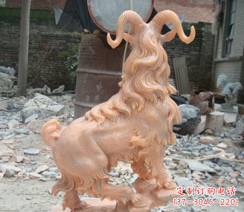 达州晚霞红山羊石雕