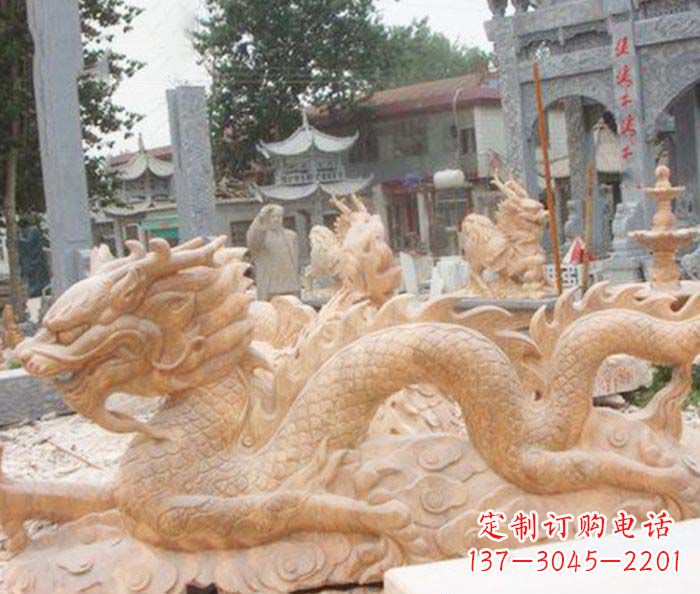 达州晚霞红生肖龙石雕