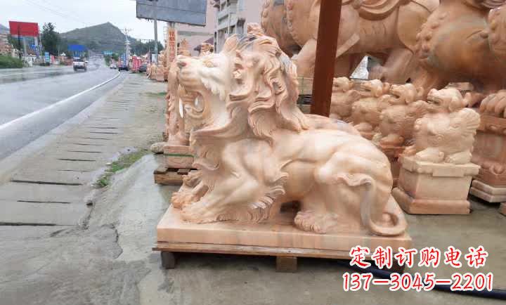 达州晚霞红狮子雕塑