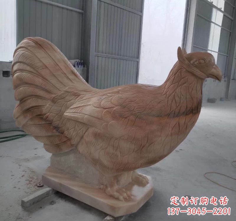 达州晚霞红石雕母鸡