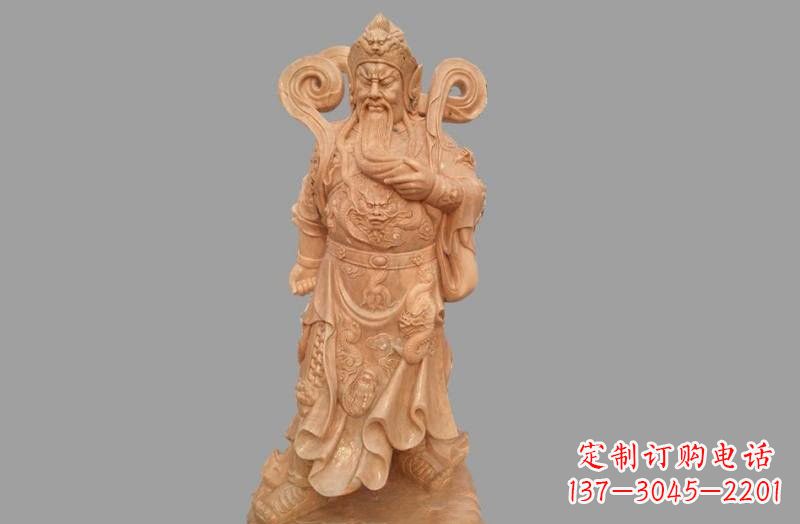 达州晚霞红武财神关公雕像