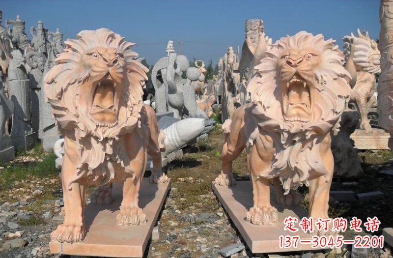 达州晚霞红西洋狮子雕塑