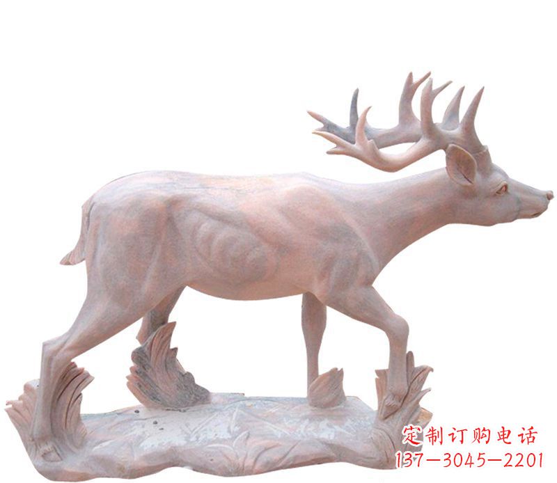 达州晚霞红小鹿石雕