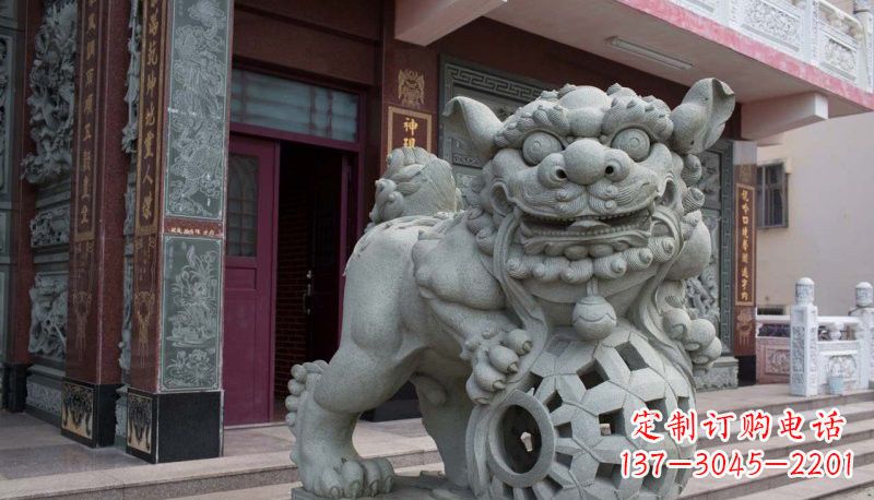 达州网球狮石雕南方狮子雕塑