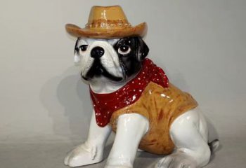 达州任性可爱的牛仔造型斗牛犬雕塑