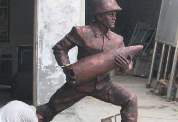 达州铜雕炮弹战士，象征勇气和决心