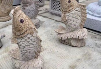 达州花岗岩石雕-鲤鱼雕塑