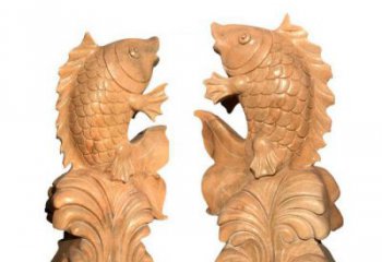 达州中领雕塑：精美的鲤鱼喷水晚霞红石雕