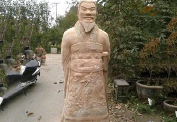 达州中领雕塑：以秦始皇晚霞红石雕像闻名