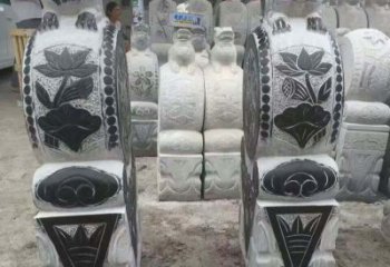达州中领雕塑推出的青石荷花浮雕门墩雕塑，使用…