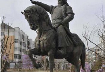 达州精致雕刻成吉思汗青铜骑马