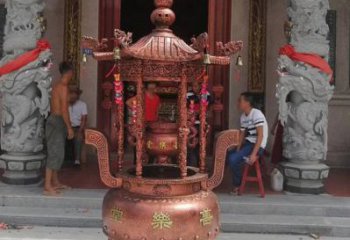 达州精致全铜小香炉雕塑