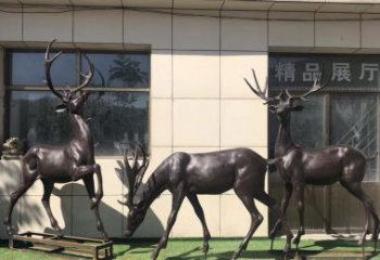 达州群鹿铜雕塑，艺术精雕细琢