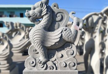 达州造型独特的上古四灵之青龙砂岩石雕塑